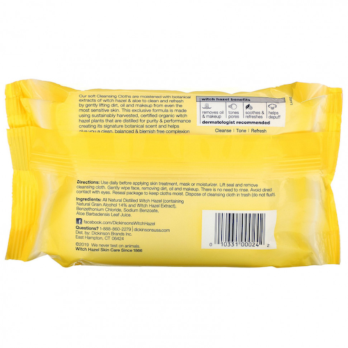 Dickinson Brands, Original Witch Hazel, Refreshingly Clean, очищающие салфетки, 25 влажных салфеток #1