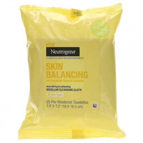 Neutrogena, Skin Balancing, мицеллярная очищающая салфетка, 25 предварительно увлажненных салфеток #1