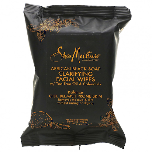 SheaMoisture, African Black Soap, Очищающие салфетки для лица, 30 салфеток #1
