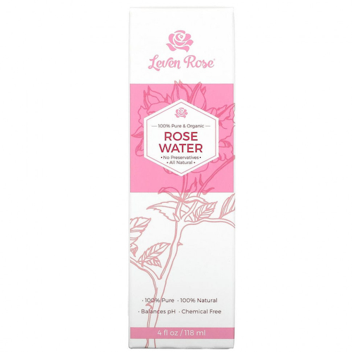 Leven Rose, 100% чистая и органическая, розовая вода, 118 мл (4 жидк. Унции) #1