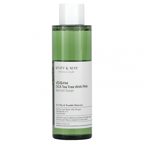 Mary&May, Vegan CICA Tea Tree AHA PHA, тоник от пятен, 200 мл (6,76 жидк. Унции) #1