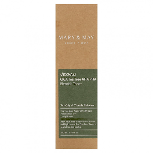Mary&May, Vegan CICA Tea Tree AHA PHA, тоник от пятен, 200 мл (6,76 жидк. Унции) #1