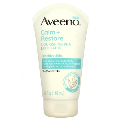Aveeno, Calm + Restore, питательное отшелушивающее средство с ПГК, без отдушек, 118 мл (4 жидк. Унции) #1