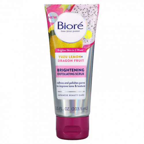 Biore, Осветляющий отшелушивающий скраб, Yuzu Lemon + Dragon Fruit, 3,5 жидких унции (103,5 мл) #1