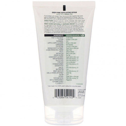 Garnier, SkinActive, отшелушивающий скраб с зеленым чаем для глубокого очищения пор, 150 мл #1
