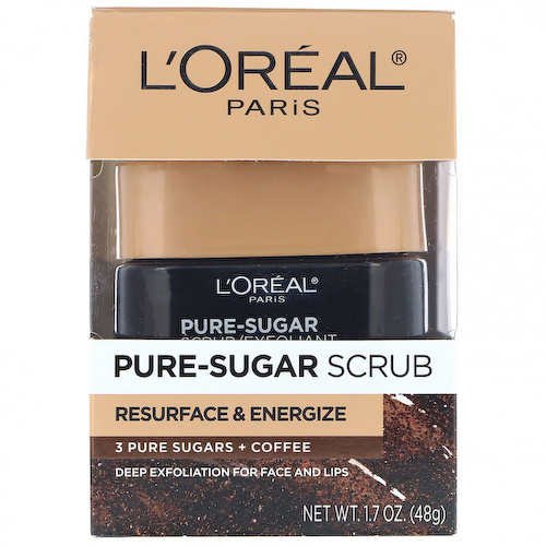 L'Oreal, Скраб Pure-Sugar, восстановление и энергия, 3 сахара + кофе, 48 г #1