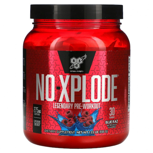 BSN, N.O.-Xplode, легендарная предтренировочная добавка, голубая малина, 555 г (1,22 фунта) #1