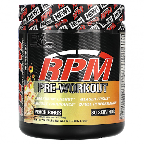 EVLution Nutrition, RPM, перед тренировкой, персиковые кольца, 195 г (6,88 унции) #1
