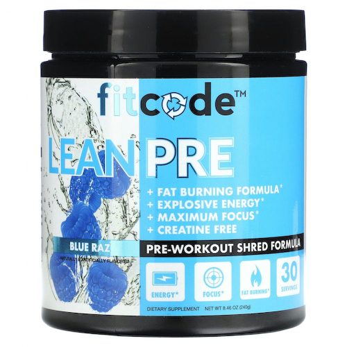 FITCODE, LeanPre, предтренировочная добавка, измельченная малина, 240 г (8,46 унции) #1