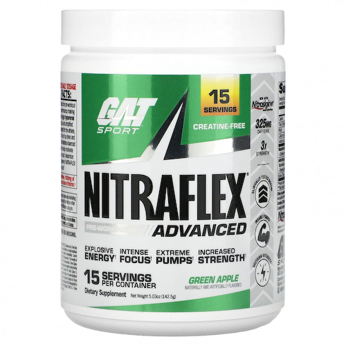 GAT, Sport, Nitraflex Advanced, зеленое яблоко, 142,5 г (5,03 унции) #1