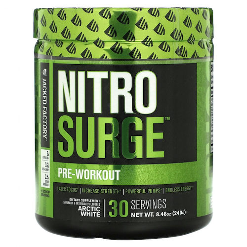 Jacked Factory, Nitro Surge, перед тренировкой, арктический белый, 240 г (8,46 унции) #1