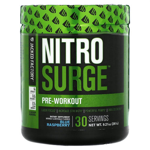 Jacked Factory, Nitro Surge, перед тренировкой, голубая малина, 261 г (9,21 унции) #1