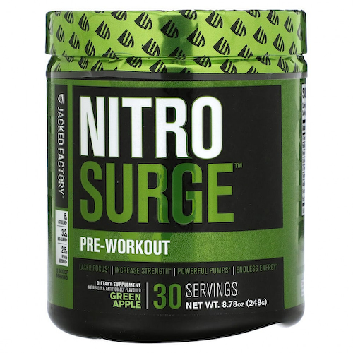Jacked Factory, Nitro Surge, перед тренировкой, зеленое яблоко, 249 г (8,78 унции) #1