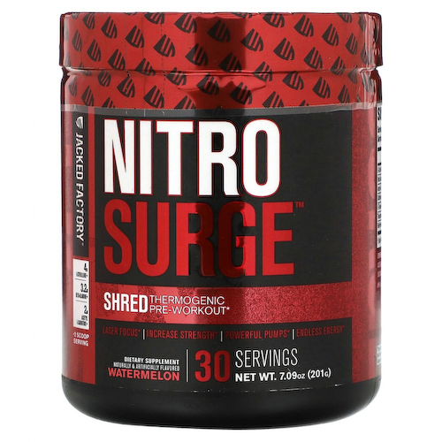 Jacked Factory, Nitro Surge, термогенное измельчение перед тренировкой, арбуз, 201 г (7,09 унции) #1