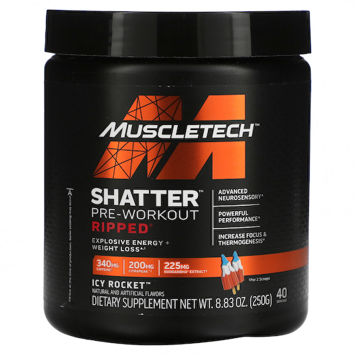 MuscleTech, Shatter Pre-Workout Ripped, Icy Rocket, 250 г (8,83 унции) #1