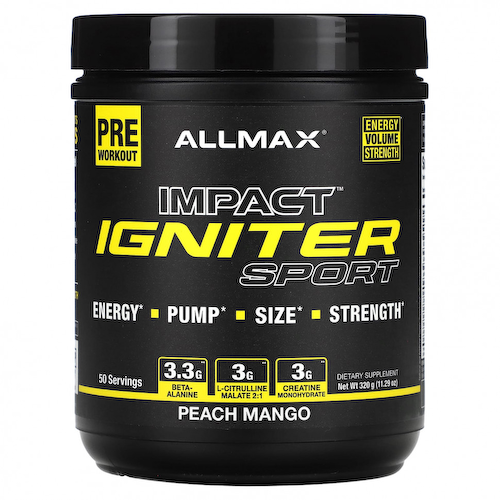 ALLMAX, IMPACT Igniter Sport, перед тренировкой, персик и манго, 320 г (11,29 унции) #1
