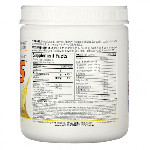 ALLMAX Nutrition, ACUTS, энергетический напиток с аминокислотами, пина колада, 210 г (7,4 унции) #1