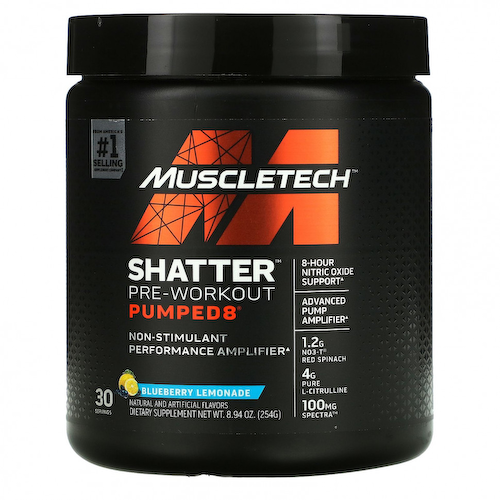 Muscletech, Shatter Pre-Workout Pumped8, Черничный лимонад, 8,94 унции (254 г) #1