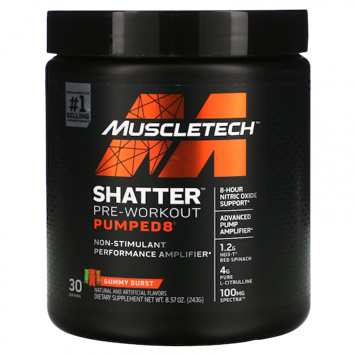 Muscletech, Shatter Pre-Workout Pumped8, Gummy Burst, 8,57 унций (243 г) #1