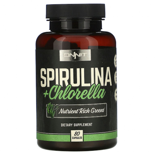 Onnit, спирулина и хлорелла, 80 капсул #1