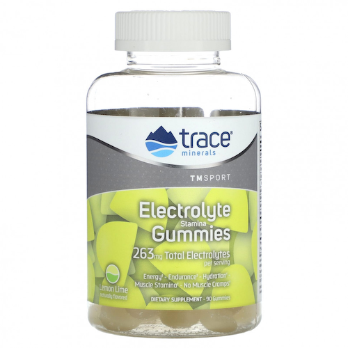 Trace Minerals ®, TM Sport, жевательные мармеладки с электролитом, лимон и лайм, 263 мг, 90 жевательных таблеток #1