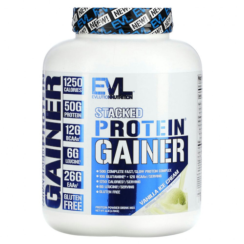 EVLution Nutrition, Stacked Protein Gainer, ванильное мороженое, 2,72 кг (6 фунтов) #1