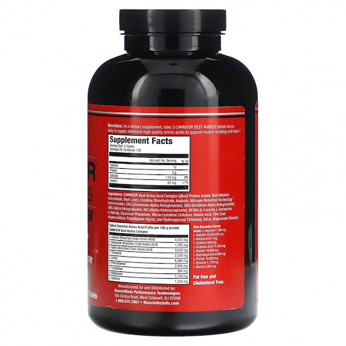 MuscleMeds, Carnivor Beef Aminos, 100% чистый говяжий протеин, 300 таблеток #1