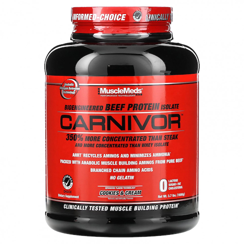 MuscleMeds, Carnivor, биоинженерный изолят говяжьего протеина, печенье и сливки, 1680 г (3,7 фунта) #1