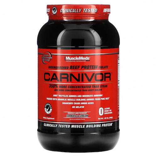MuscleMeds, Carnivor, биоинженерный изолят говяжьего протеина, печенье и сливки, 1,85 фунта (840 г) #1
