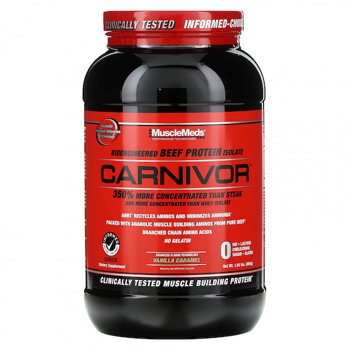 MuscleMeds, Carnivor, биоинженерный изолят говяжьего протеина, ванильная карамель, 888 г (1,95 фунта) #1