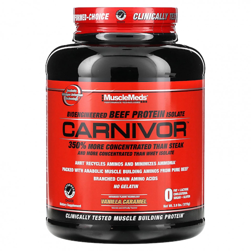 MuscleMeds, Carnivor, изолят белка говядины биоинженерной обработки, с ванильной карамелью, 4.2 фунта (1915.2 г) #1