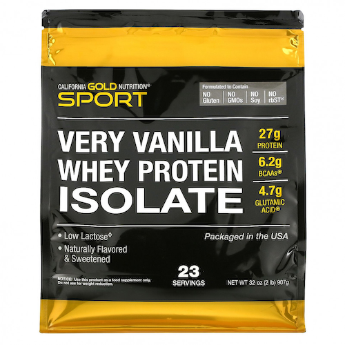 California Gold Nutrition, Изолят сывороточного протеина с ванильным вкусом, 907 г (2 фунта) #1