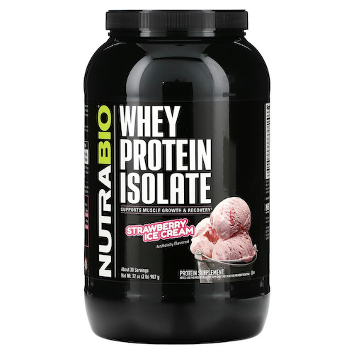 Nutrabio Labs, Изолят сывороточного протеина, клубничное мороженое, 907 г (2 фунта) #1