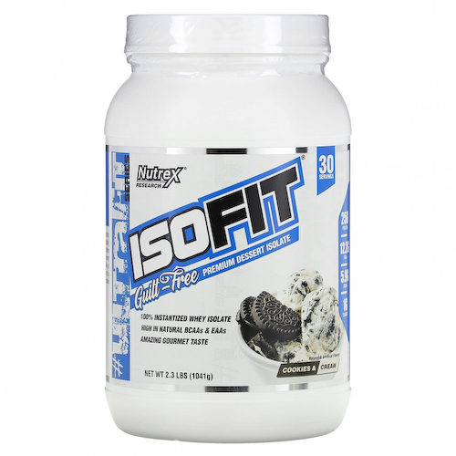 Nutrex Research, Isofit, десертный изолят премиального качества, печенье и сливки, 1041 г (2,3 фунта) #1