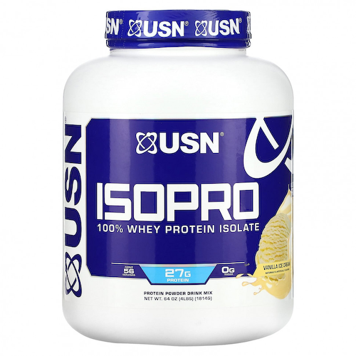 USN, IsoPro, 100% изолят сывороточного протеина, ванильное мороженое, 1814 г (4 фунта) #1