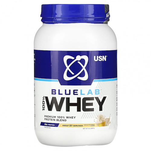 USN, BLUELAB, 100% сыворотка, ванильное мороженое, 907 г (2 фунта) #1