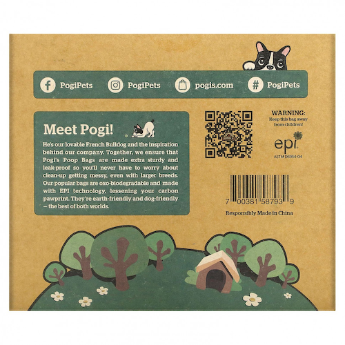 Pogi's Pet Supplies, Earth Friendly какашки, без запаха, 30 рулонов, 450 пакетиков #1