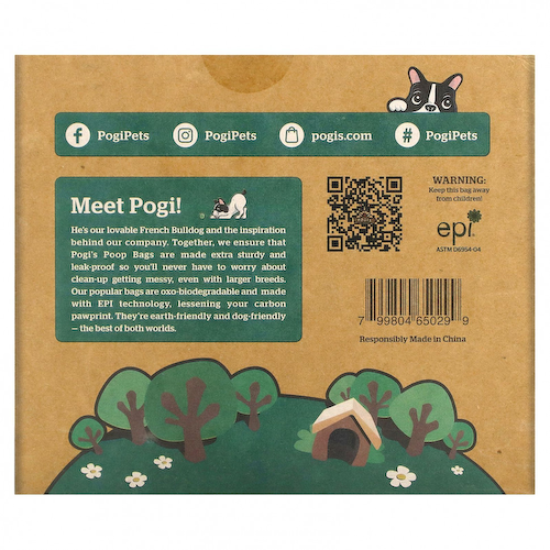 Pogi's Pet Supplies, Earth Friendly Poop Packages, свежий порошок, 30 рулонов, 450 пакетиков #1