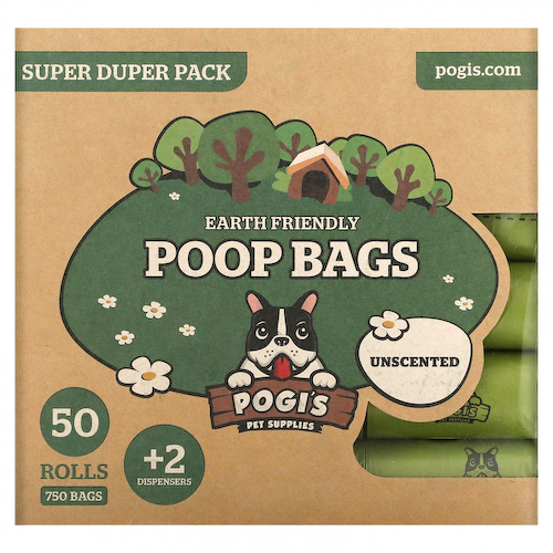 Pogi's Pet Supplies, Earth Friendly Poop Bags, Super Duper Pack, Unscented, 50 Rolls, 750 Bags, 2 Dispensers #1