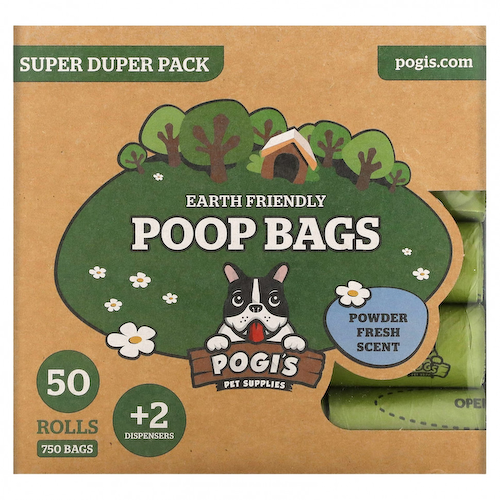 Pogi's Pet Supplies, Earth Friendly Poop Bags, Super Duper Pack, Powder Fresh, 50 Rolls, 750 Bags, 2 Dispensers #1