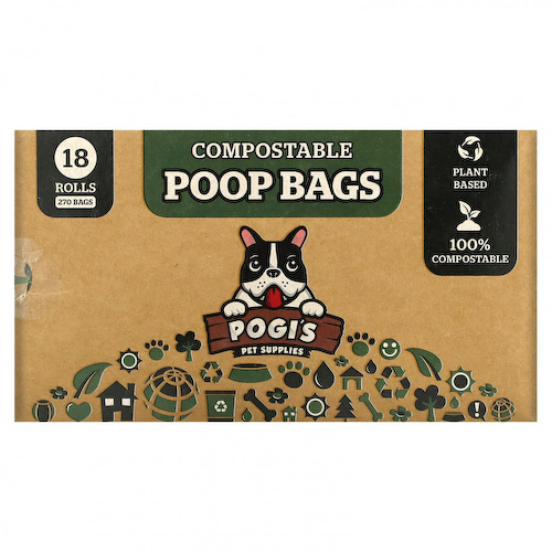 Pogi's Pet Supplies, Компостируемые пакеты из фекалий, 18 рулонов, 270 пакетов #1