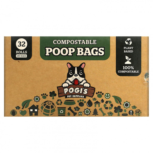 Pogi's Pet Supplies, Компостируемые пакеты из фекалий, 32 рулона, 480 пакетов #1
