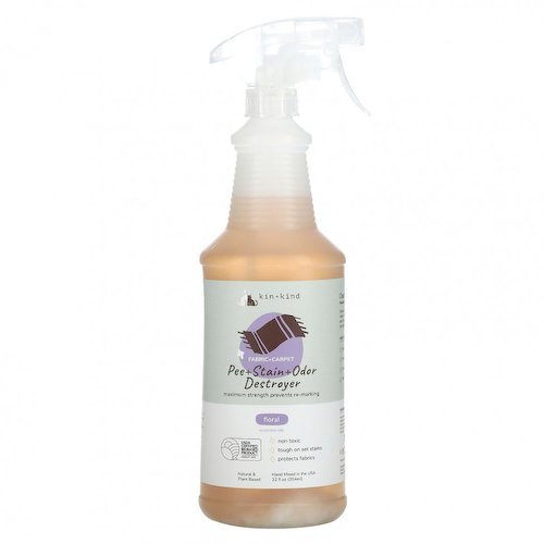 Kin+Kind, Pee + Stain + Odor Destroyer, ткань + ковер, с цветочным рисунком, 354 мл (32 жидк. Унции) #1