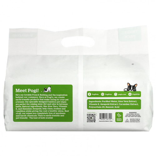 Pogi's Pet Supplies, Салфетки для ухода, дорожная упаковка, без отдушек, 6 упаковок, 20 свежих салфеток в каждой #1