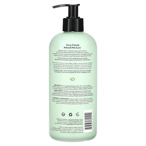 ATTITUDE, Furry Friends, Natural Pet Care, успокаивающий шампунь из овса, без запаха, 473 мл (16 жидк. Унций) #1