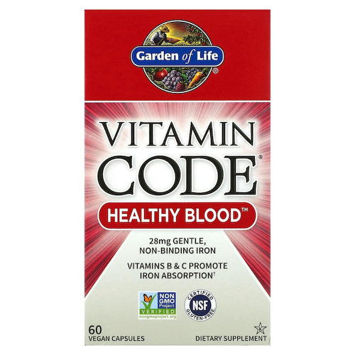 Garden of Life, Vitamin Code, Healthy Blood, 60 веганских капсул #1
