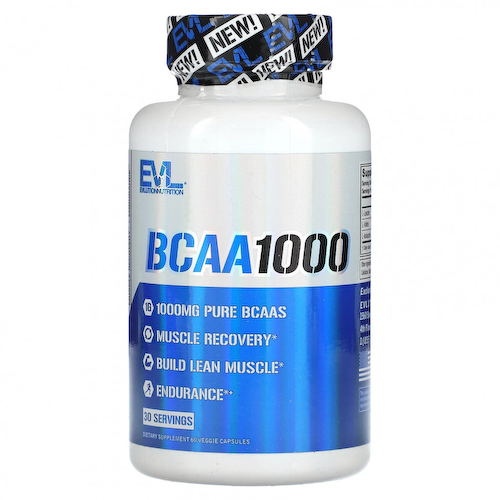 EVLution Nutrition, BCAA1000, 500 мг, 60 растительных капсул #1