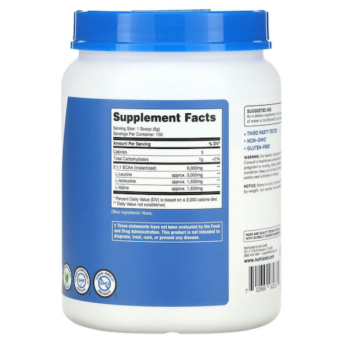 Nutricost, Performance, BCAA, аминокислоты с разветвленной цепью, без добавок, 900 г (2 фунта) #1
