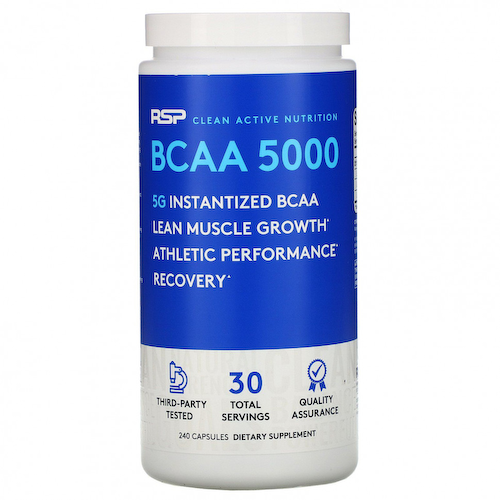 RSP Nutrition, BCAA 5000, водорастворимые аминокислоты с разветвленной цепью, 240 капсул #1