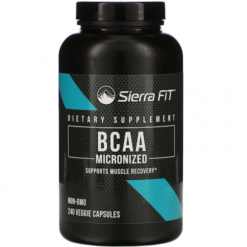 Sierra Fit, микронизированные BCAA, аминокислоты с разветвленной цепью, 500 мг, 240 растительных капсул #1